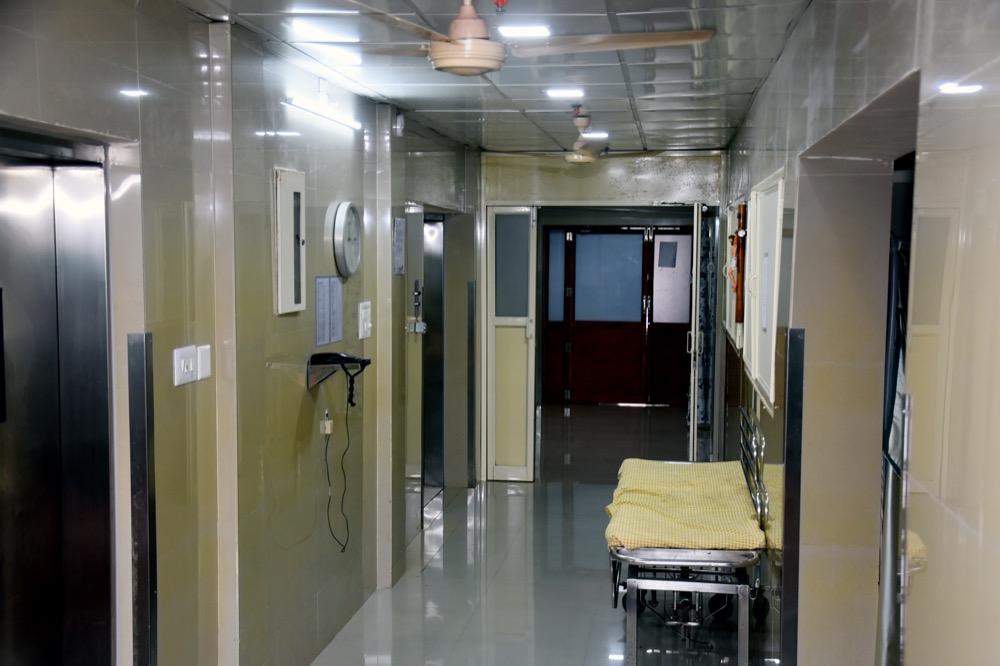Hospital corridor and medical facilities